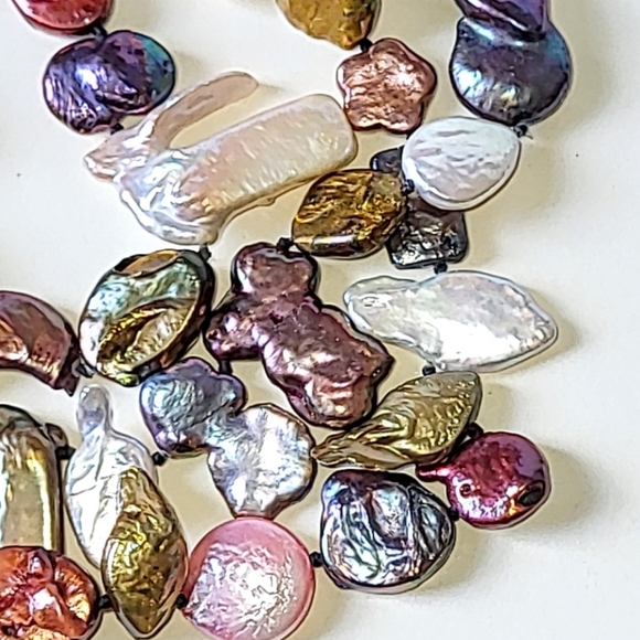 KESHI PEARL NECKLACE - 40" LONG MULTI-COLORED PEARLS - Picture 3 of 12